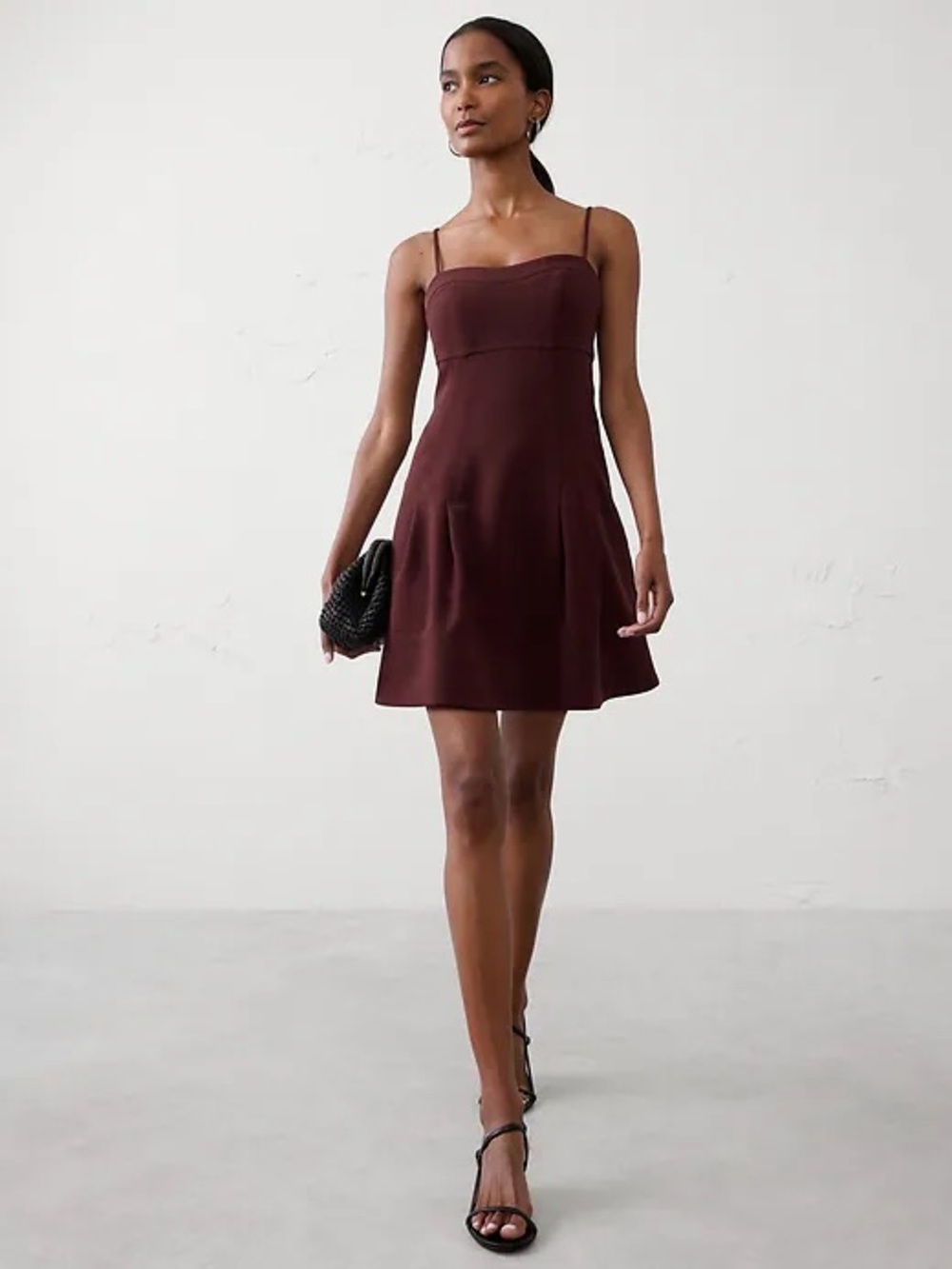 Banana Republic Factory Structured Empire-Waist Sleeveless Pleated Mini Dress